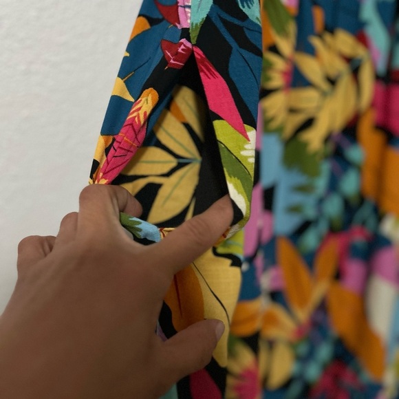 Maia Tropical Print Square Neck Short Puff Sleeve Midi Dress size 18 - Picture 6 of 6